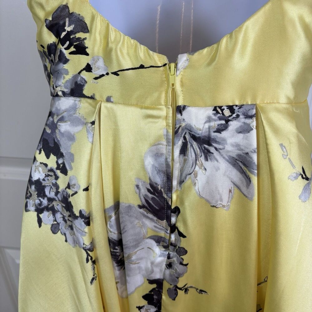 Speechless Yellow Floral High Low Dress Size 5 Spaghetti Strap Prom Formal Satin - Picture 12 of 16